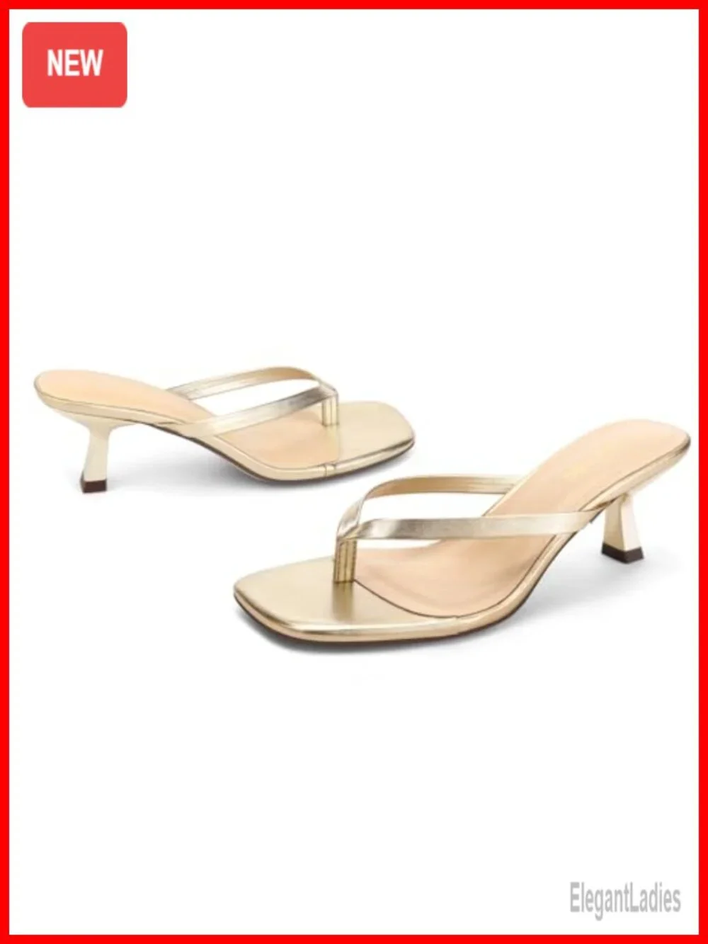 Kitten Heel Thong Sandals Square Open Toe 2.5in Slip On Women's Heels